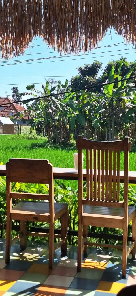 Desk in Front of Ricefields Jungle Hideaway Villas